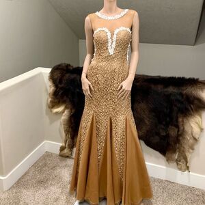 Stunning Sequined Floral Lace & Beaded Mermaid Gown